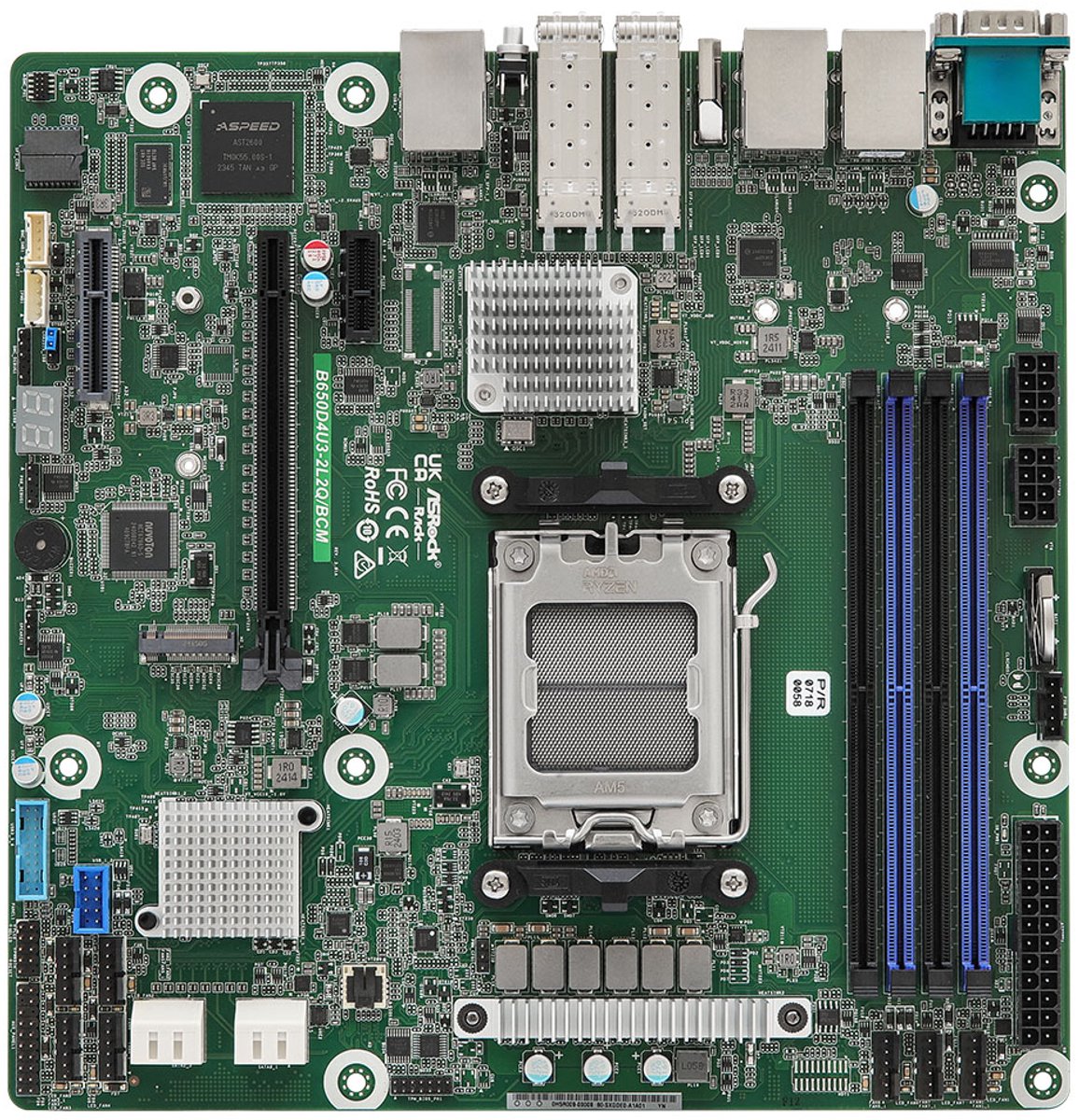Asrock B650D4U3-2L2Q/BCM moederbord AMD B650 Express Socket AM5 micro ATX