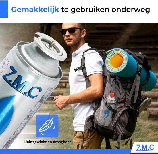 Z.M.C Butaangaspatronen 227 g met ventieltype MSF-1a, universele butaangaspatronen met bajonetaansluiting Gaspatroon voor kampeerkooktoestellen, gasverwarming, gasbrander, onkruidbrander van Z.M.C — afbeelding 2