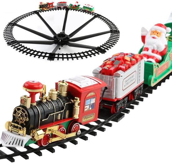 Train Électrique De Noël Avec Lumières LED Et Sons – Set 3 Wagons + Rails – Cadeau Sapin Enfant 3-8 Ans