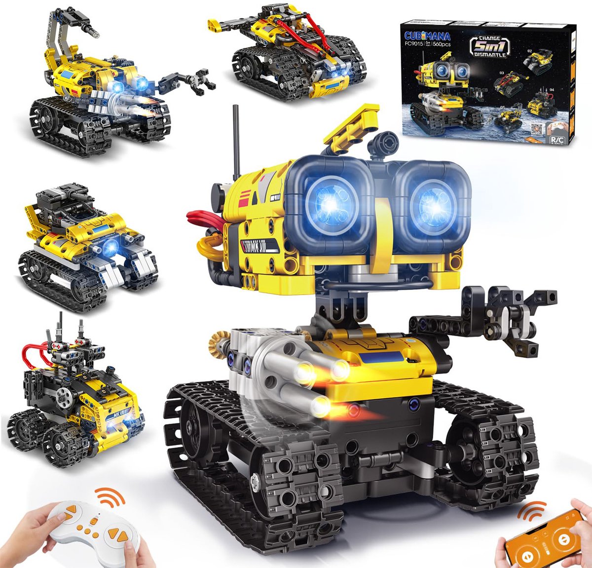 CUBIMANA 5 in 1 RC Robot Bouwpakket - 560 Delen met APP - Transformeerbare Robot Schorpioen & Tank - Bouw speelgoed volwassenen kinderen 8+ Jaar