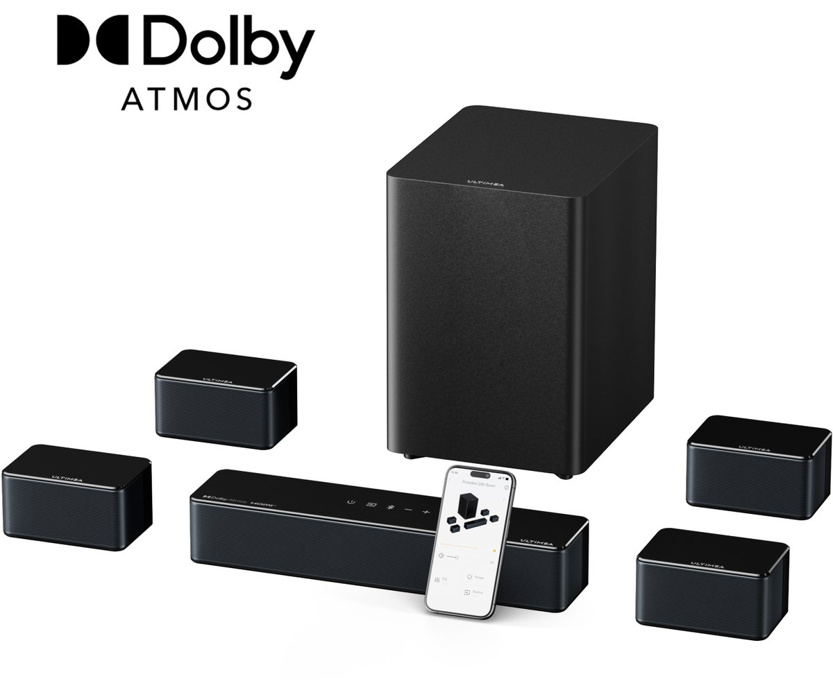 ULTIMEA Poseidon D80 Boom 7.1 Dolby Atmos soundbar met draadloze subwoofer en 4 surround speakers - ULTIMEA - €269,99