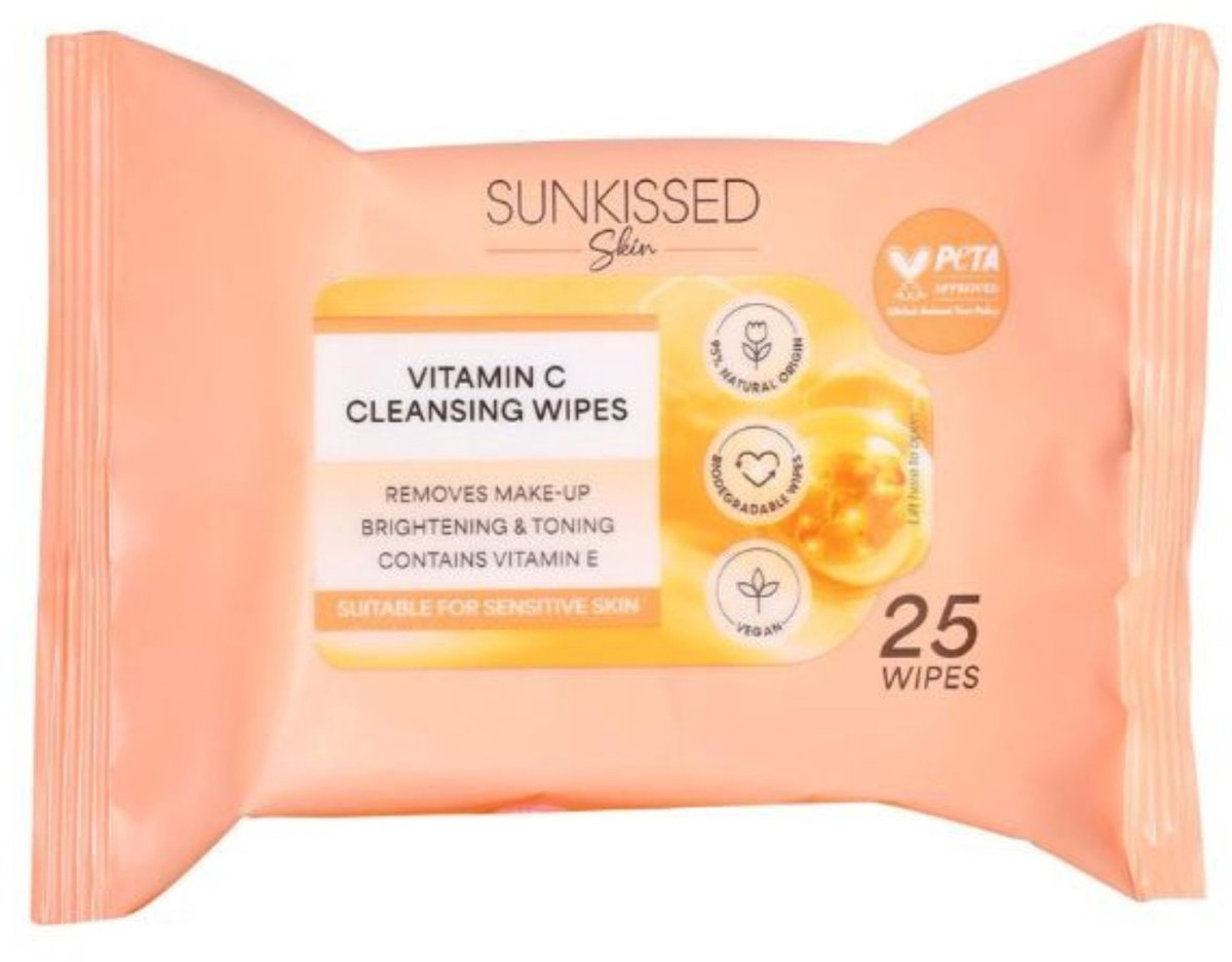 Sunkissed | Skin Vitamin C Cleansing Wipes - 25stuks - Vegan