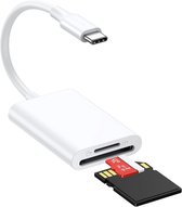 Qost - Lecteur de carte SD - 2 en 1 - USB-C - SD / Micro SD - Lecteur de carte Wit - Lecteur de carte mémoire - Lecteur de carte Micro SD