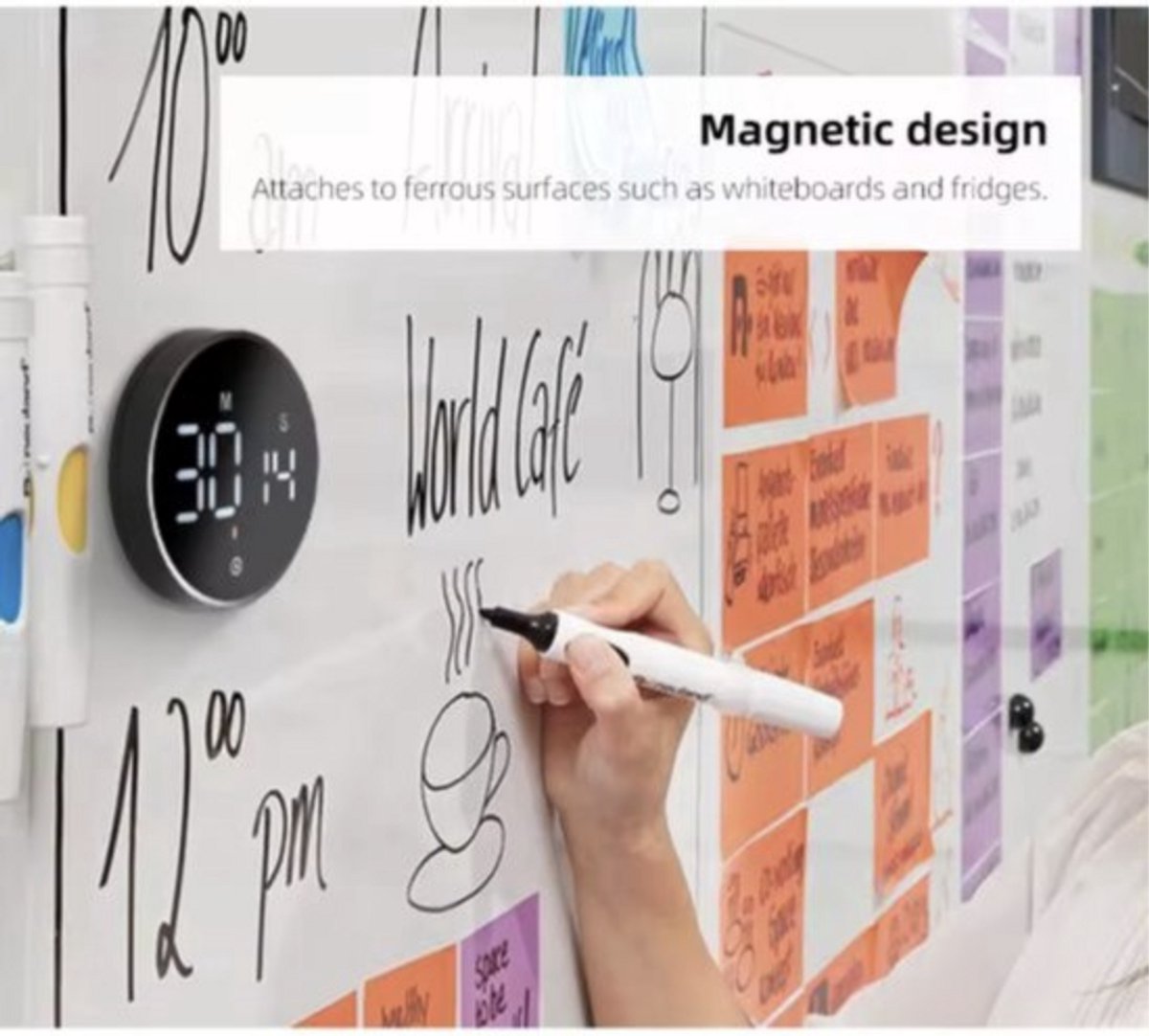Digitale Kookwekker - Keukenwekker - Timer en Stopwatch - Eierwekker - Douche timer - Magneet - Met Draaiknop - Zwart — cadeau in Kookcadeaus - foto 3