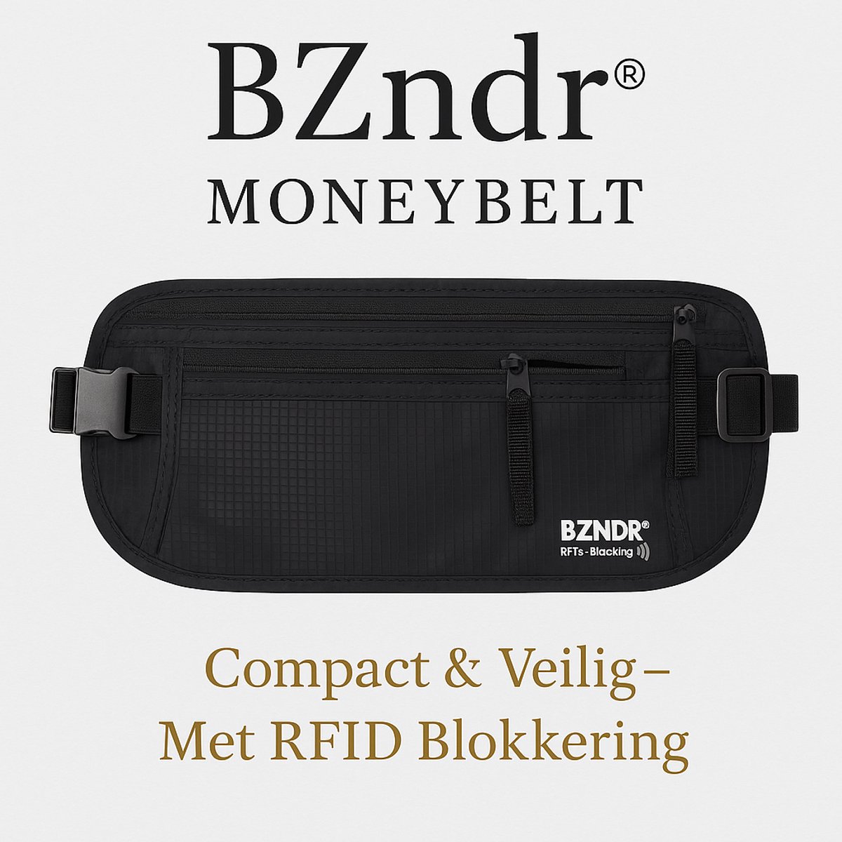 BZNDR® Moneybelt - Luxe Reisportemonnee - Spatwaterbestendig & Unisex - Geldriem - Heuptasje - Buideltasje - Ruim formaat - One Size Fits All