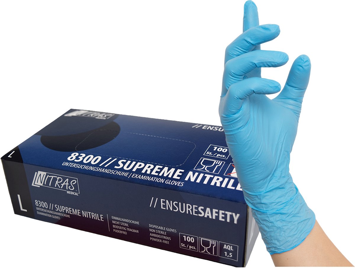 Nitras 8300 Supreme nitrile Handschoenen blauw - 100st- maat XL