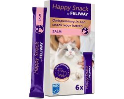 Happy Snack by FELIWAY zalmsmaak 6 sticks- Heerlijke romige kattensnack met ontspannend effect - Helpt jouw kat zich rustiger te voelen en bevordert het emotionele welzijn
