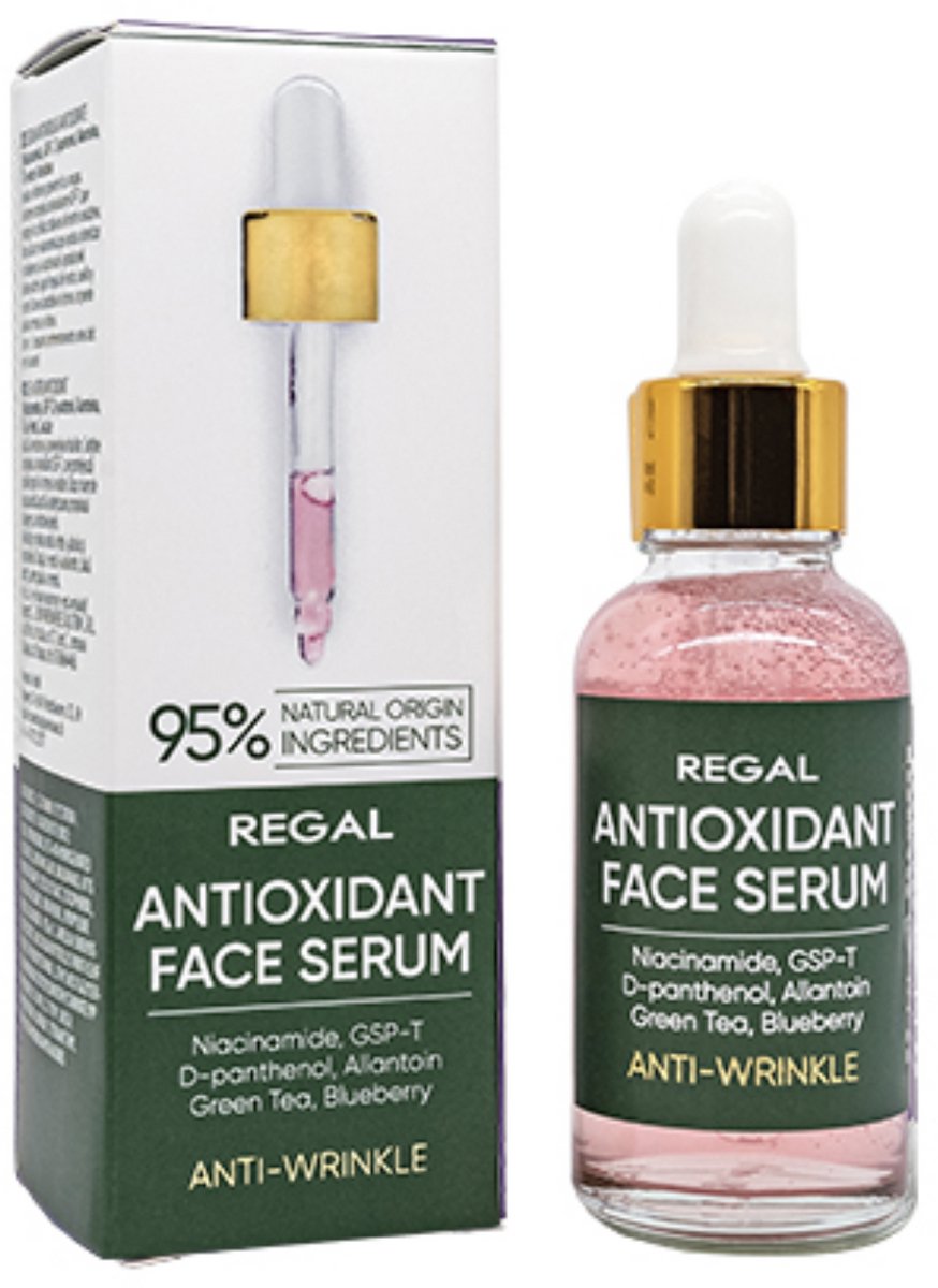 Regal Antioxidant Face Serum – Anti-rimpel & Verhelderend Gezichtsserum – Niacinamide & GSP-T Complex – 95% Natuurlijke Ingrediënten – 30ml