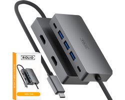 Rolio USB C Hub - Dual Monitor - 2x HDMI 4K - 2x USB-C - 3x USB 3.0 - Geschikt voor Macbook Pro / Air / Windows / Universeel