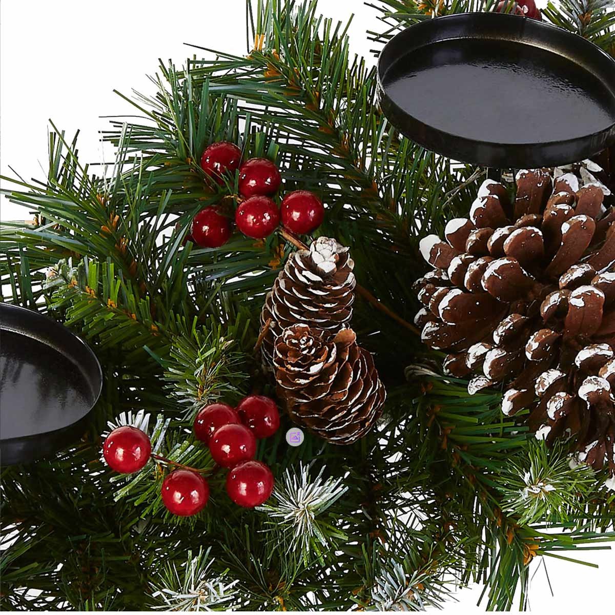 Kerst Tafeldecoratie met 3 Kandelaars – kerst Kaarsenhouder 45 cm –kerst Kandelaars- Waxinelichtjeshouder - Met Dennentakken, Rode Bessen en Dennenappels – Kerst Centerpiece voor Tafel of Haard – foto 6