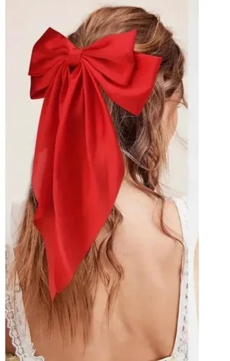 Premium Zijden Haarlint - 100% Moerbeizijde Haarstrik - Zijden Lint Haarspeld - Premium Silk Hair Ribbon Clip - Rood