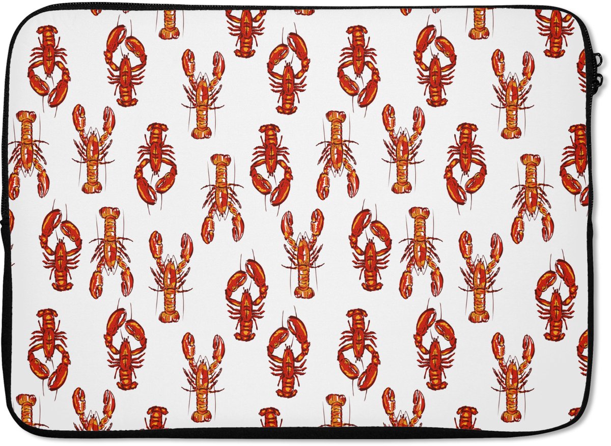 Laptophoes 13 inch - Kunst - Kreeft - Rood - Oranje - Laptop sleeve - Binnenmaat 32x22,5 cm - Zwarte achterkant