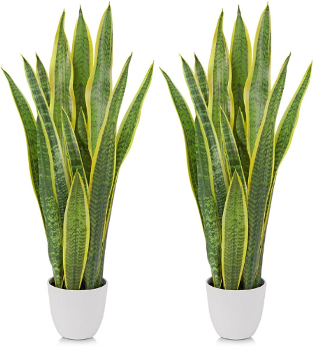 BOG Set Van 2 Grote Kunstplanten Sansevieria - 73 Cm - Kunstmatige Vrouwentong - Voor Woonkamer En Buiten - Indoor En Outdoor Planten - Tuin En Kantoor Decoratie GROEN