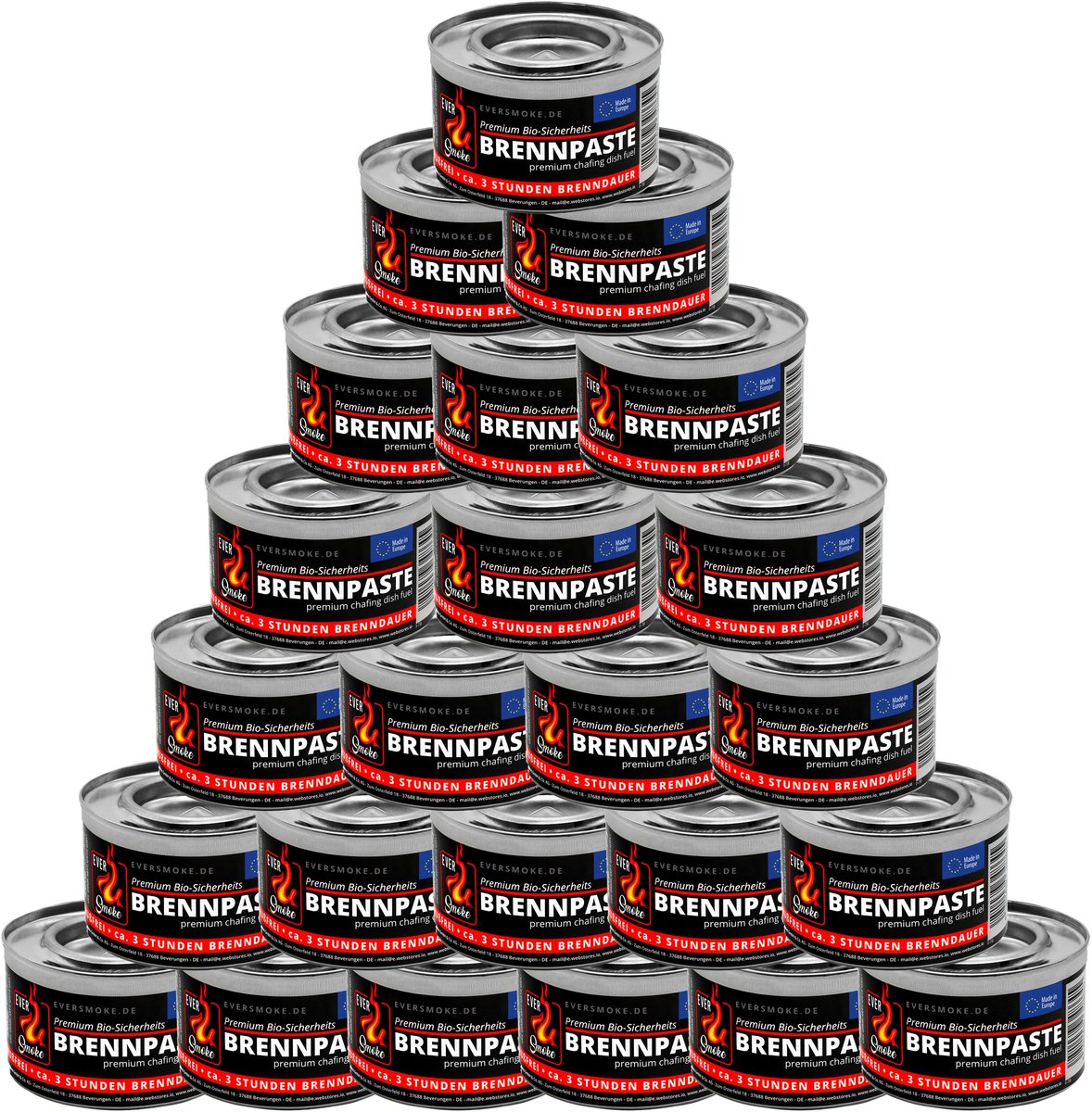 Eurocatch Brandpasta Brandgel 24x200g – Roetloos & Geurloos – Ca. 3 Uur Brandduur – Geschikt voor Chafing Dish, Warmhoudbakken, Camping & Tafelrookovens - Noodpakket - 24 Stuks