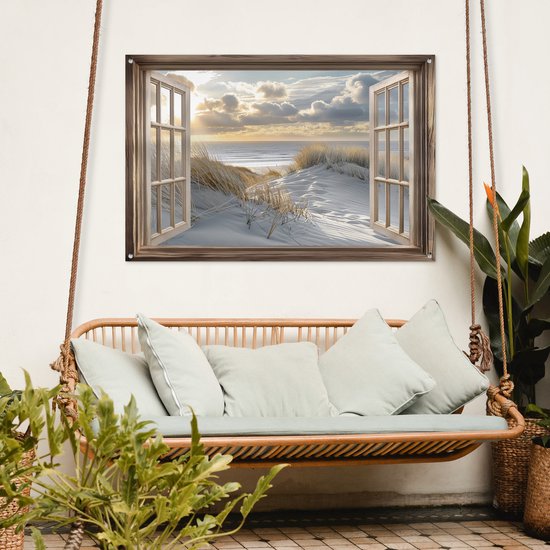 Affiche de jardin 120x80 cm - Décoration de jardin Vue - Plage - Dunes - Mer - Nature - Affiche pour le jardin - Décoration extérieure - Tableau de jardin clôture - Décoration murale sur toile de jardin - Décoration murale sur toile de balcon