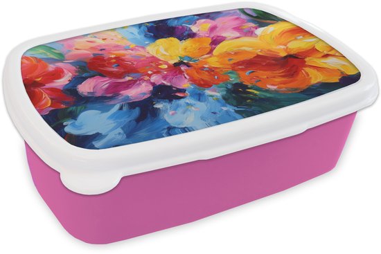 Broodtrommel Roze - Lunchbox Golvend - Energie - warm - Brooddoos 18x12x6 cm - Brood lunch box - Broodtrommels voor kinderen en volwassenen