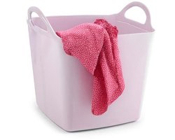 Plasticforte Kuip/emmer/wasmand - flexibel - roze - 27 liter - vierkant - kunststof - 36 x 34 x 37 cm