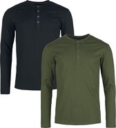 Black Premium by EMP Olijfgroene shirts met lange mouwen en knoopsluiting - Heren - L