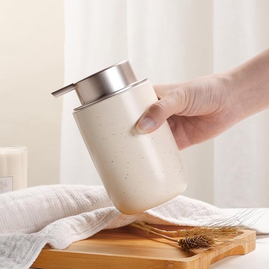 Maison du Savon - Keramische zeepdispenser pomp - zwart - geborsteld aluminium pompkop - houdt 300ml vloeibare handwas
