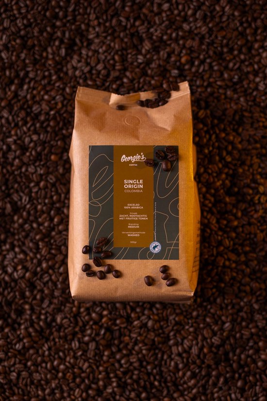 Georgie’s Colombia Koffiebonen 1 kg – Single Origin Excelso – 2x500g (Koffiebonen 1 kg) – 100% Arabica – Vers Gebrande Espresso Koffiebonen – Fruitig & Nootachtig – Premium RFA Koffiebonen