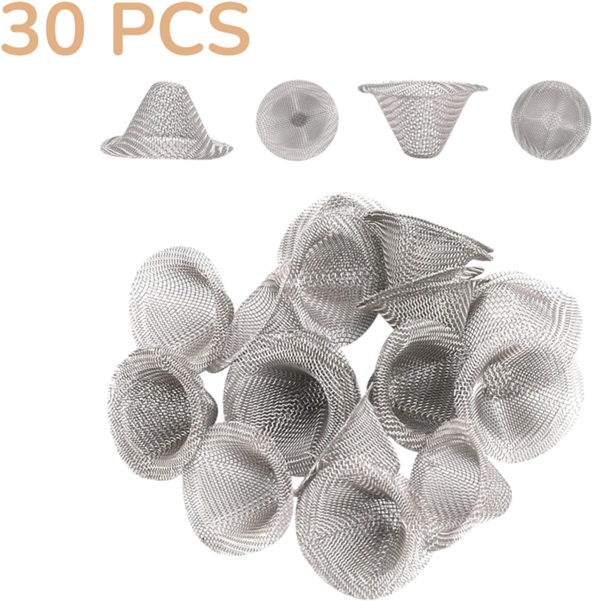 40 stuks - RVS gaasfilters van 304 roestvrij staal - Kapvormige geperste filters voor fijne filtratie- Duurzame en herbruikbare mesh filters voor water-,lucht- of oliecircuits-Praktische filteraccessoires voor huishoudelijk en industrieel gebruik
