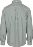 Achterkant van een groen-wit gestreept katoenen Gant overhemd met button-down kraag en mouwen.