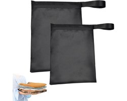 ByShane - Waterdichte natte zakken (2 stuks) met ritssluiting | Wetbag voor zwemspullen, badpakken en sportkleding | Herbruikbare waszak voor reizen | Outdoor tas zwart | 75 caracters