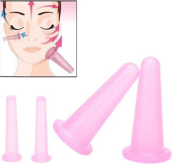 4-Piece Facial Cup Therapy Set - Vacuum Sucking Massage Bales voor Nek en Ooghuid - Fascia Loslaten, Lymfedrainage of Natuurlijke Pijnverlichting (Roze) van Merkloos	 — afbeelding 5