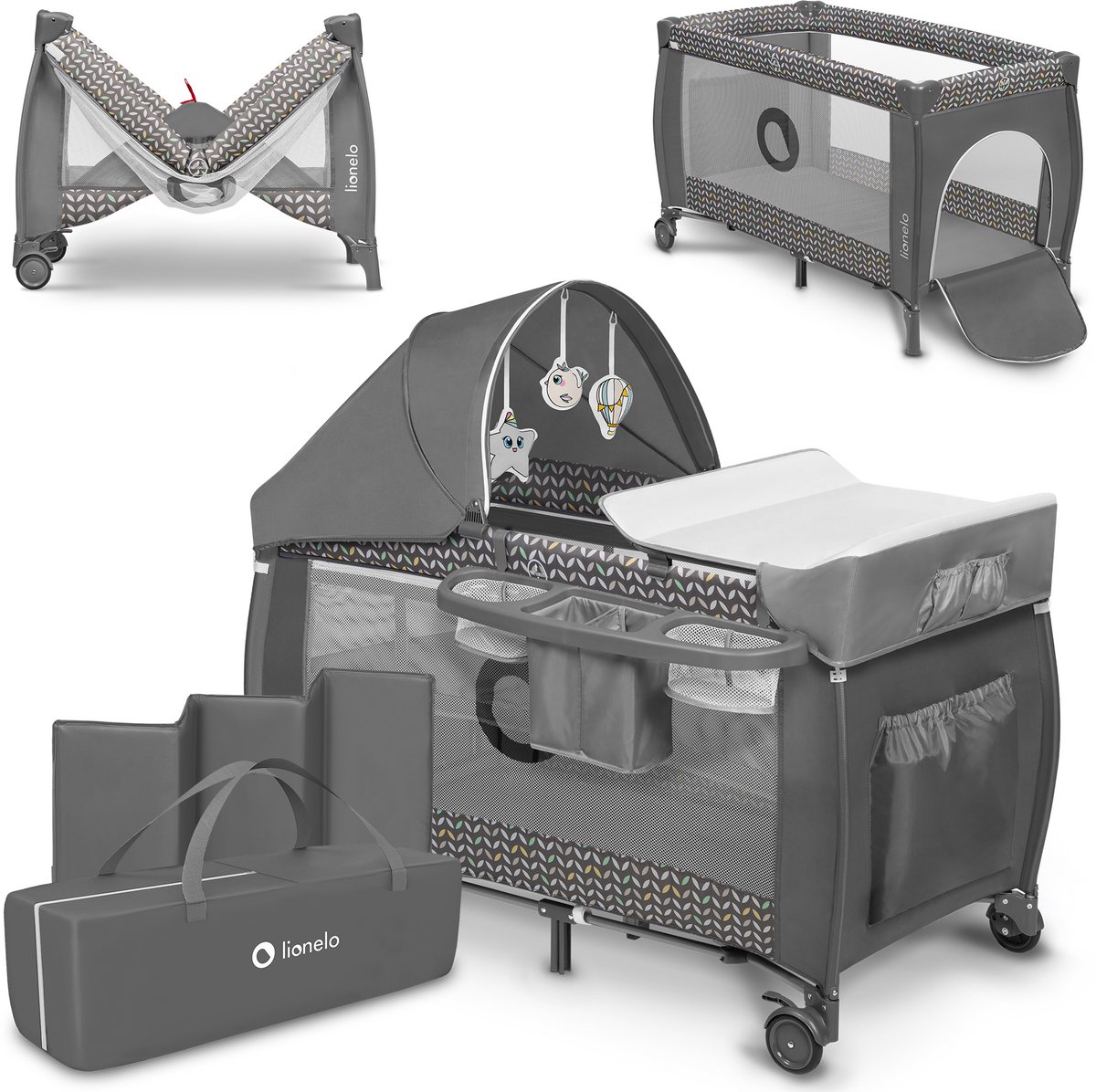 Lionelo Sven Plus - Meegroeibed - Campingbedje - 127x60cm - tot 15kg - SET 2in1 - Co-sleeper