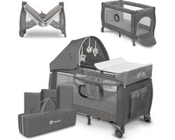 Product: Lionelo Sven Plus 2in1 Meegroeibed & Campingbedje - 127x60 cm - Tot 15 kg - Co-Sleeper - Reisbed met Commode, Organizer, Klamboe en Interactief Speelgoed, van het merk 