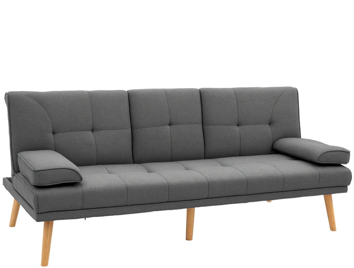 Slaapbank - Uitklapbaar - Slaapstoel - Logeerbed - Zetelbed - Slaapfauteuil - Vouwbed - 2 persoons - Zeer comfortabel - Donkergrijs