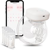 Youha Elektrische Enkele Draadloze Borstkolf Gen 1 - Met app - BPA-vrij - Maat: 22mm & 24mm - Inclusief E-book - Handsfree & Draagbaar - Inclusief 50 bewaarzakjes voor moedermelk