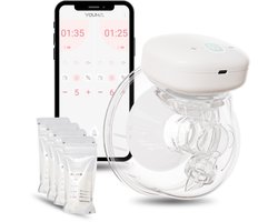 Youha Elektrische Borstkolf Gen 1 - Handsfree & Draadloos - Met App - BPA-vrij - 24mm - Inclusief Moedermelk Bewaarzakjes