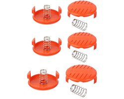 6 stuks spoeldoppen veren reserveonderdelen accessoires spoeldeksel trimmer draadspoel reservespoelkap voor AFS trimmer spoel ABS materiaal voor Black & Decker modellen zoals STC1820CM, STC1820PC, STC1820EPC,STC1840EPC, ST5530, ST1823 en GLC1823L20.