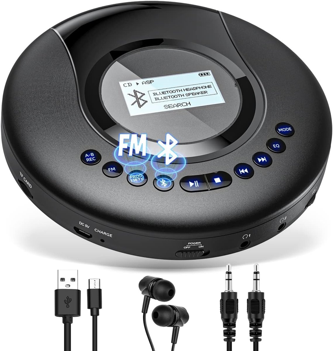Discman - Draagbare CD Speler - Met Bluetooth - FM Radio