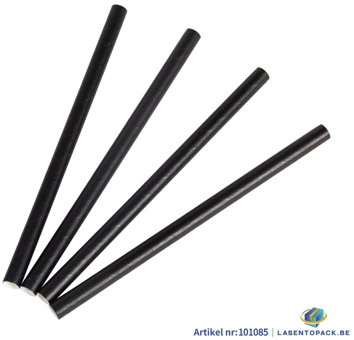 100x BIO Papieren Cocktail rietjes 8mm x 150mm Zwart