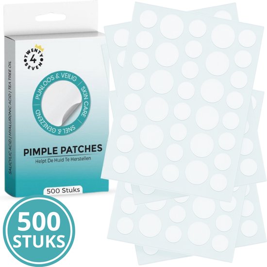 Twenty4seven® Pimple Patch 500 Stuks - Puisten Patches - Tea Tree Olie - Verwijdert Mee-eters, Acne en Puistjes