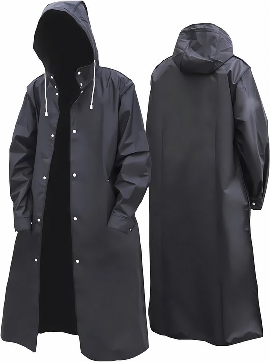 Welsberg Regenjas met Capuchon en Mouwen Herbruikbaar, Ademend (Kleur Zwart)- Regenponcho - Regenkleding voor Volwassenen Universeel - Regenpak Dames - Regenjas Dames Waterdicht - Regenjas Dames Lang Model - Fietsponcho