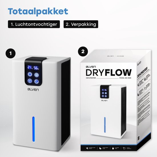 Ølven - Déshumidificateur - Déshumidifie jusqu'à 0,7L par jour - Déshumidificateur - Silencieux - Mode nuit - Wit