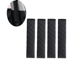 4 stuks Gordelhoezen - Gordelkussen - Schouderhoezen - Auto Gordel Beschermer - 28cm - Autogordel - Gordelbeschermer - Universele - Zwart