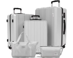 VALLSERO LG1 Trolley kofferset (M,L,XL) harde shell koffer - ABS Hard Shell met TSA-slot - 4 Wielen - Grote Capaciteit - trolley 5-delige set -Handbagage - Reiskoffer Set - Lichtgewicht