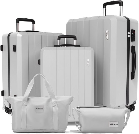 Valise à roulettes VALLSERO (M, L, XL) - Shell rigide en ABS avec serrure TSA - 4 Roues - Grande capacité - Ensemble de 5 valises à roulettes - Bagage à main - Set de valises de voyage - Légère