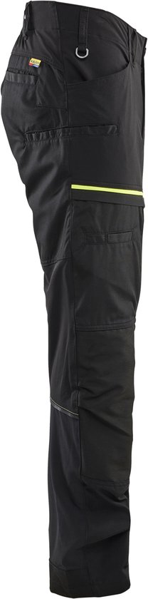 Pantalon de travail Blaklader Service avec stretch - Zwart/ Jaune haute visibilité - D116