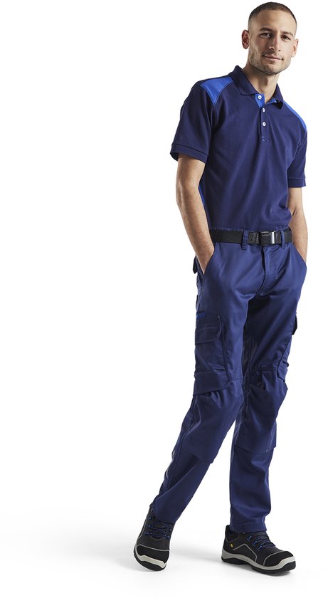Blaklader Pantalon de travail industriel stretch avec poches genoux 1448-1832 - Bleu marine/Bleu bleuet - C60