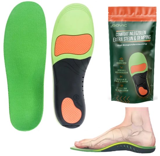 Govic® Medische Inlegzolen - Steunzolen Doorgezakte Voet - Platvoet zolen - heren - dames - hielspoor zooltjes 39-41