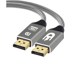 Drivv. Displayport Kabel 2.1 - 16K 60Hz - 8K 120Hz - 4K 144Hz - 80Gbps - DisplayPort naar DisplayPort - DP Kabel - 1 meter - Grijs