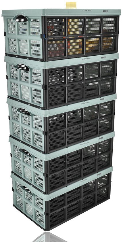 Vouwkrat 32L – set van 5 – opvouwbaar – stapelbaar