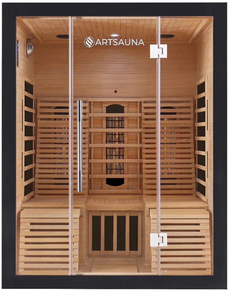 Infraroodcabine Helsinki - 150x150x190cm - Dubbele Technologie - 2 tot 3 personen - Zwart