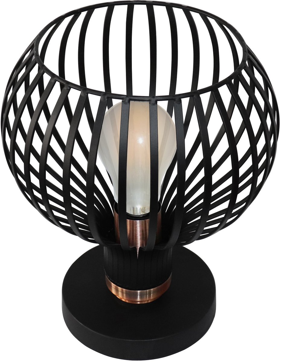 RAGA 1x E27 tafellamp zwart+koper