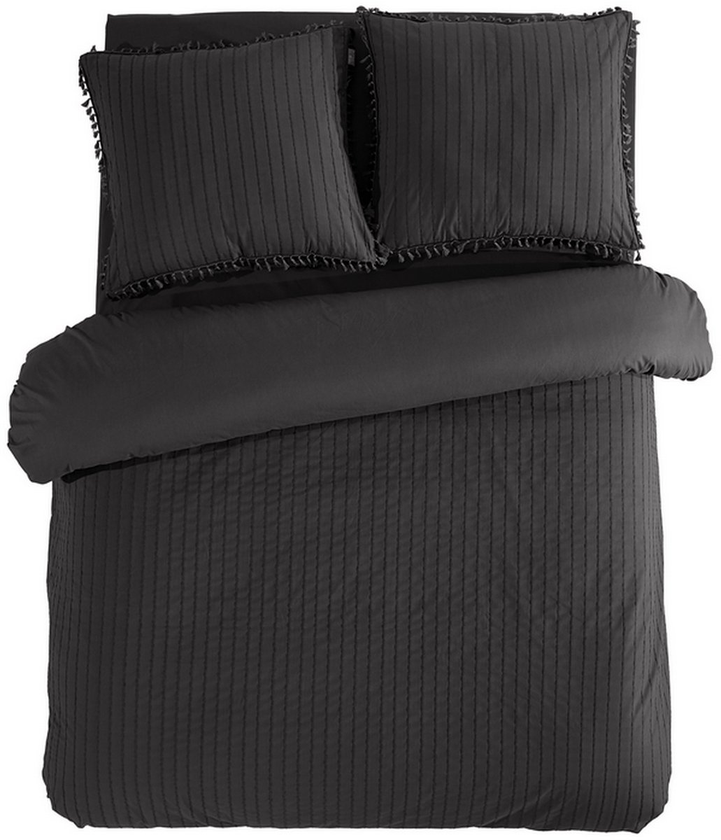 LINNICK Dekbedovertrek Katoen Renforcé Estina - anthracite- 200x200/220cm - tweepersoons